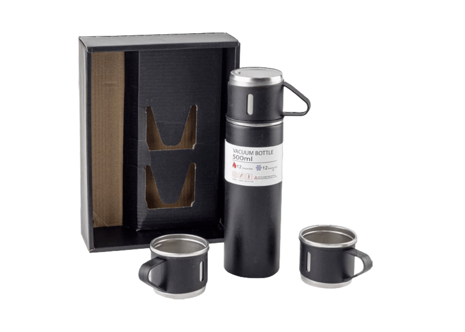 3 Bardaklı Metal Termos Seti - 90156