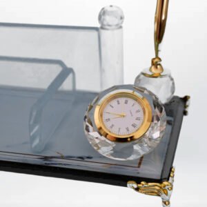 Kristal Masaüstü Kalemlik & Saat Seti - A