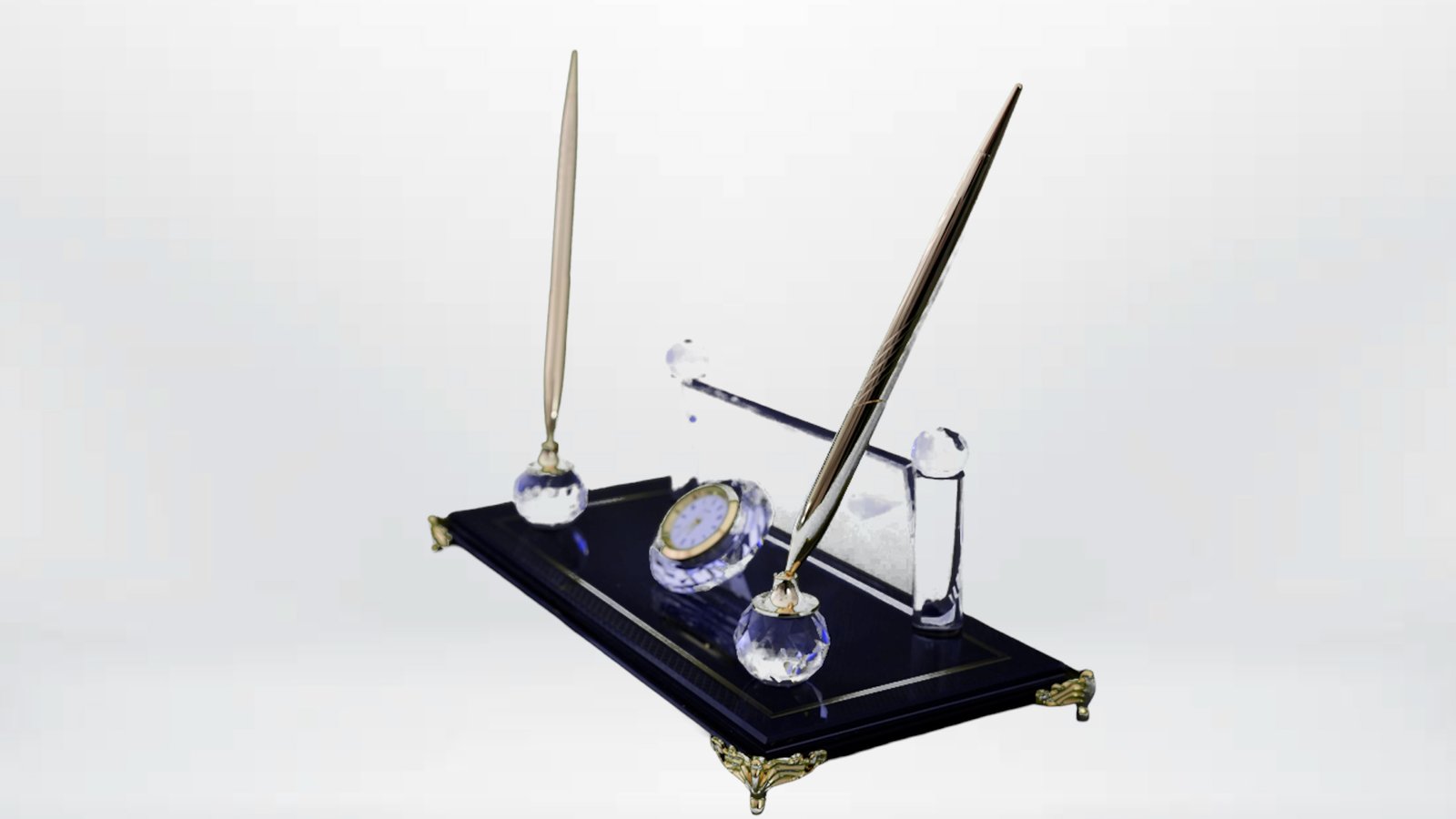 Kristal Masaüstü Kalemlik & Saat Seti - C - Görsel 3