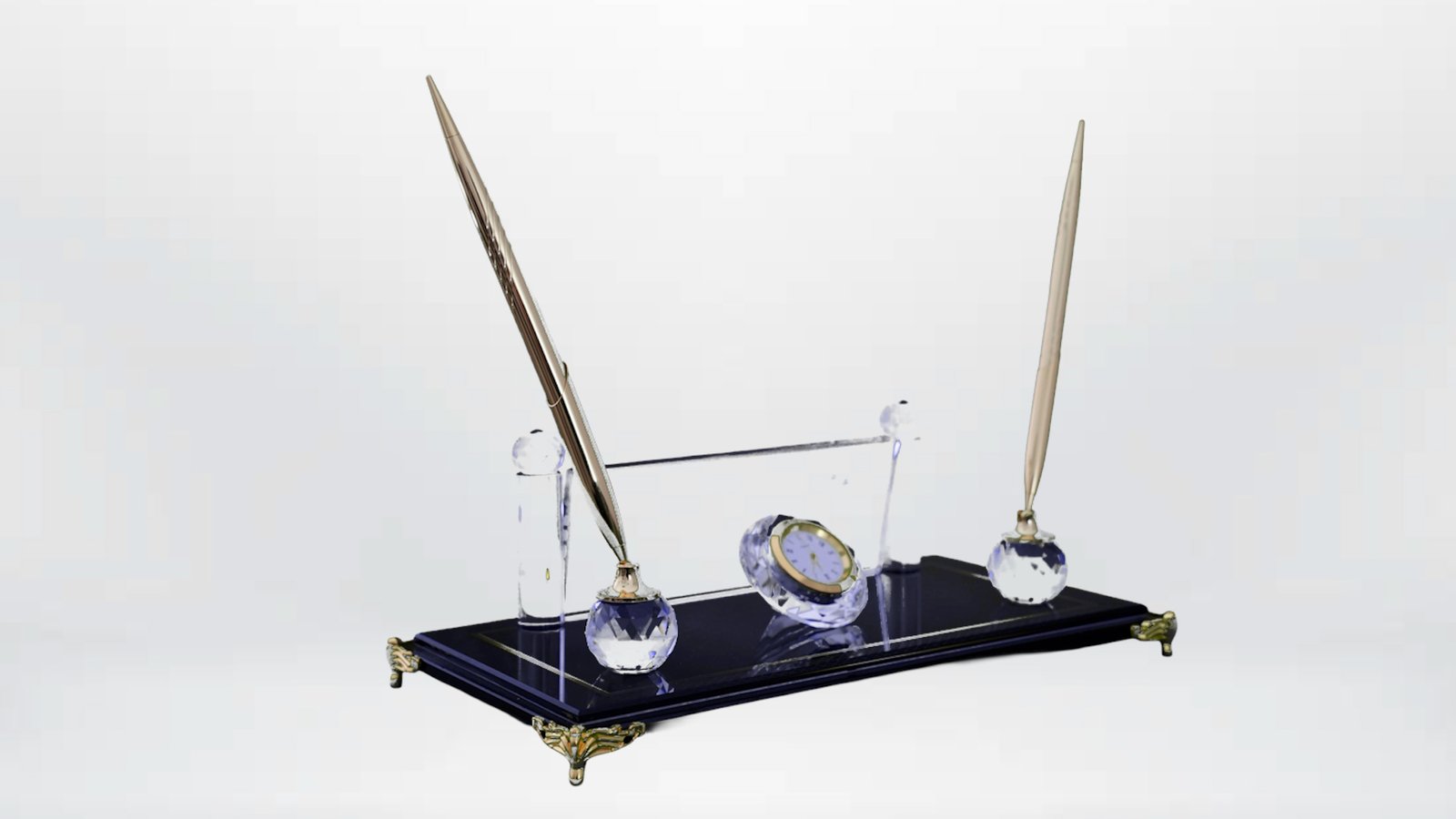 Kristal Masaüstü Kalemlik & Saat Seti - C - Görsel 2