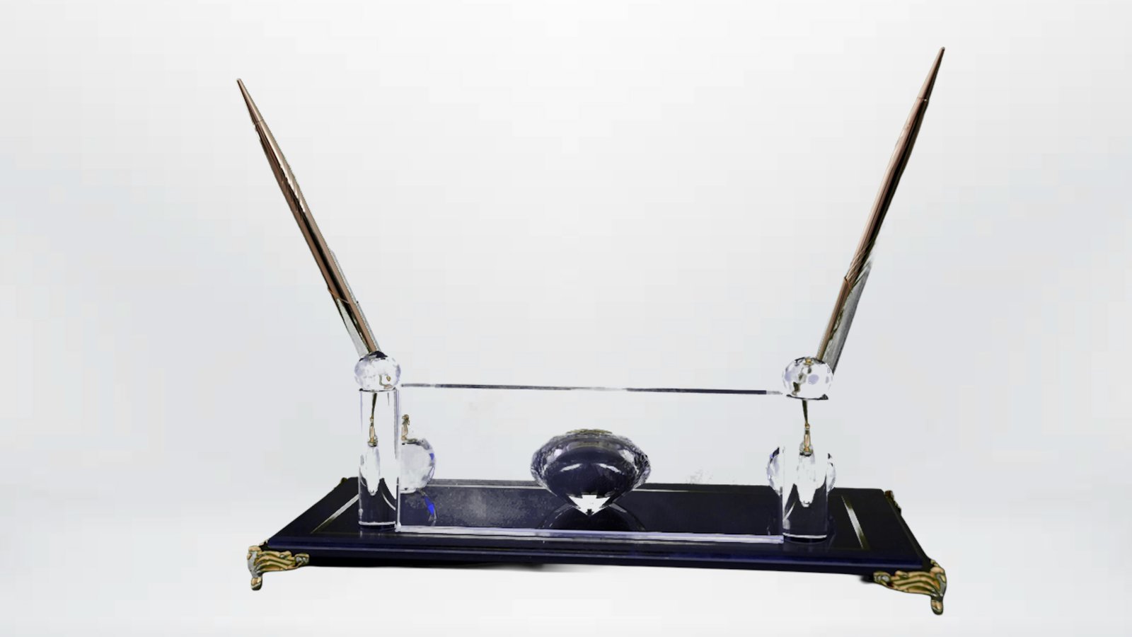 Kristal Masaüstü Kalemlik & Saat Seti - C - Görsel 4