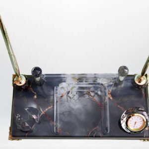 Koyu Mermer ve Bakır Damarlı Masaüstü Seti - K